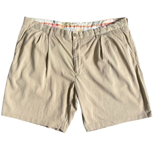 Tommy Bahama Other - Tommy Bahama Big & Tall Silk Golf Shorts Khaki Tan Pleated Luxury Men’s 44R